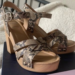 Snake Skin Chunky Heeled Sandals
